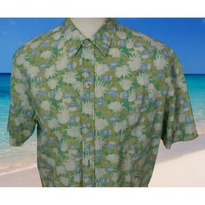 COOKE STREET Men Hawaiian Camp Shirt Colorful Floral All Cotton Short Sleeve 2XL